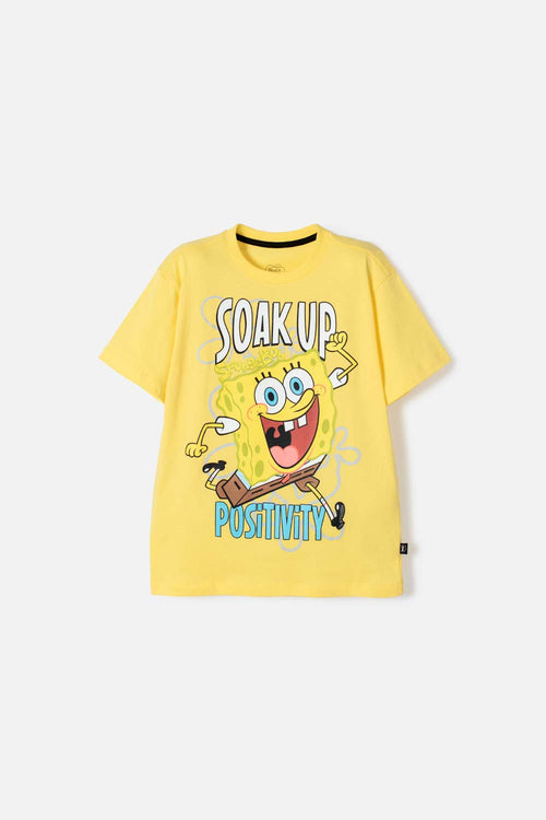 CAMISETA DE BOB ESPONJA MANGA CORTA AMARILLO PARA NIÑO