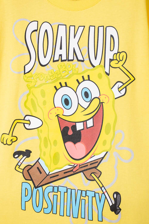 CAMISETA DE BOB ESPONJA MANGA CORTA AMARILLO PARA NIÑO