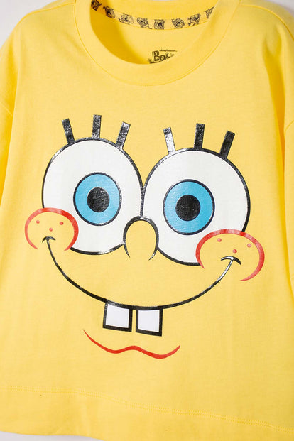 CAMISETA DE BOB ESPONJA MANGA CORTA AMARILLO PARA NIÑA