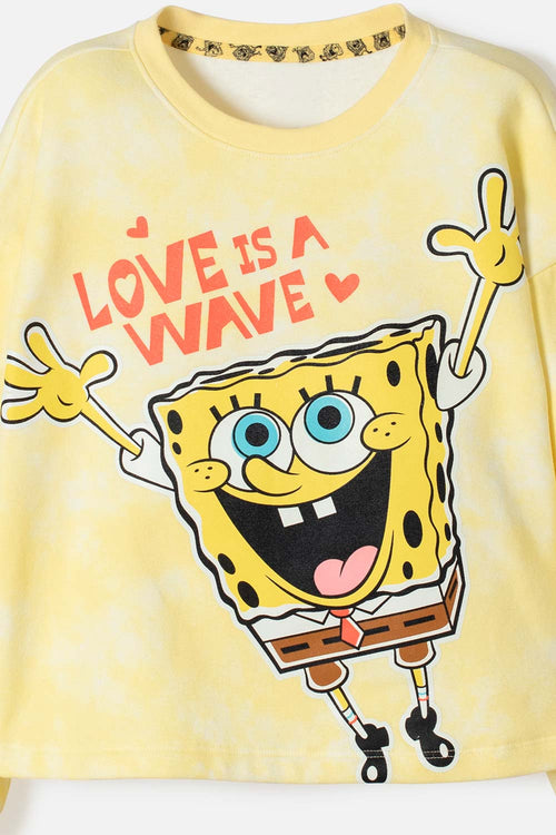 BUZO DE BOB ESPONJA CERRADO AMARILLO PARA NIÑA