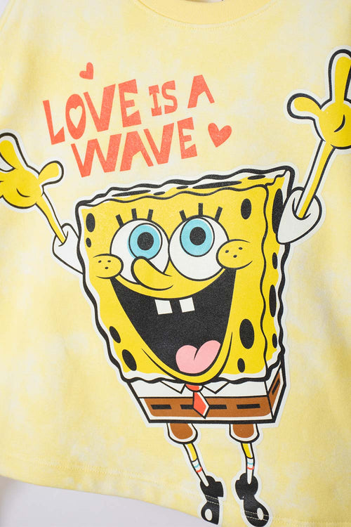 BUZO DE BOB ESPONJA CERRADO AMARILLO PARA NIÑA