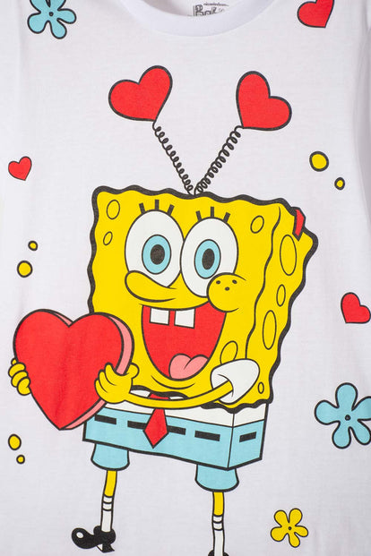 PIJAMA DE BOB ESPONJA PNTALÓN LARGO AMARILLO Y BLANCO PARA NIÑA