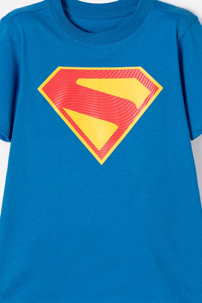 CAMISETA DE SUPERMAN MANGA CORTA AZUL PARA NIÑO
