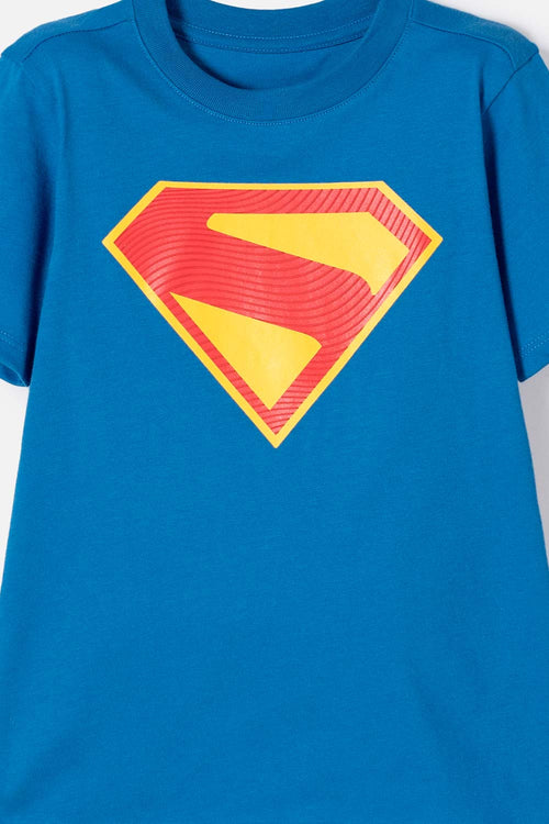 CAMISETA DE SUPERMAN MANGA CORTA AZUL PARA NIÑO