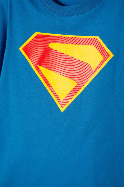 CAMISETA DE SUPERMAN MANGA CORTA AZUL PARA NIÑO