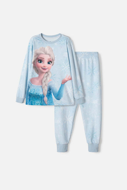 PIJAMA DE FROZEN PANTALON LARGO AZUL CIELO PARA NIÑA