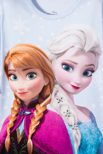 CAMISETA DE FROZEN MANGA CORTA AZUL CIELO PARA NIÑA