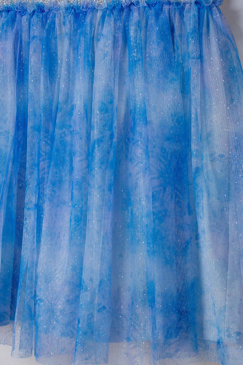 VESTIDO DE FROZEN CON TULL BLANCO Y AZUL PARA NIÑA