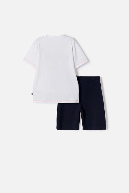 CONJUNTO DE JURASSIC WORLD CON BERMUDA MULTICOLOR PARA NIÑO