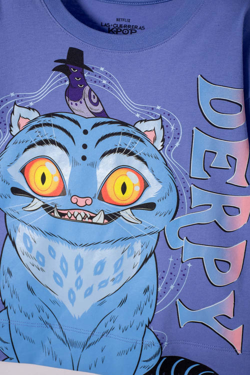 CAMISETA DE K- POP DEMON HUNTERS MANGA CORTA AZUL PARA NIÑA