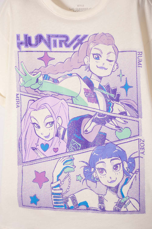 CAMISETA DE K- POP DEMON HUNTERS MANGA CORTA MARFIL PARA NIÑA