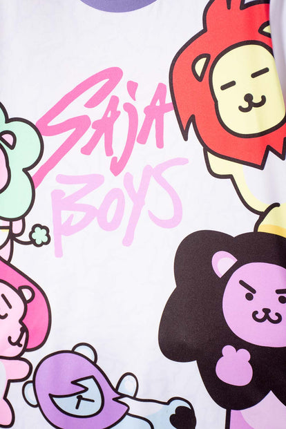 PIJAMA DE K- POP DEMON HUNTERS BLANCO Y LILA PARA NIÑA