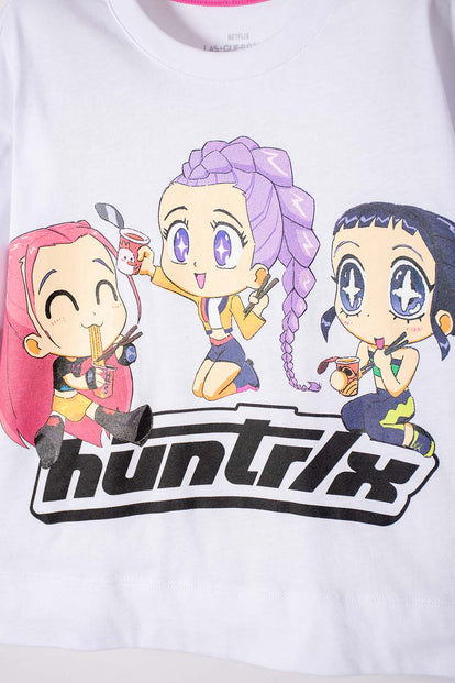 CONJUNTO DE K- POP DEMON HUNTERS BLANCO Y NEGRO PARA NIÑA