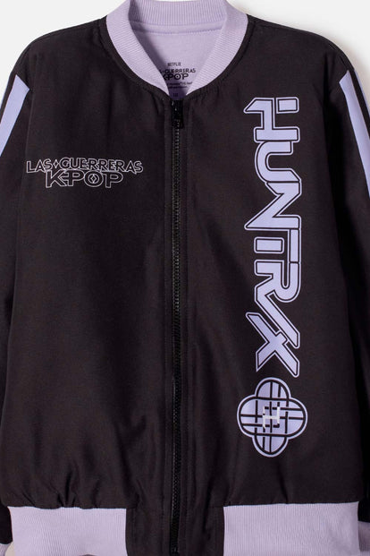 CHAQUETA DE K- POP DEMON HUNTERS CON CIERRE NEGRO PARA NIÑA