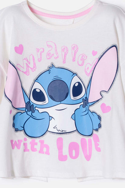 CAMISETA DE STITCH MANGA CORTA BLANCO PARA NIÑA