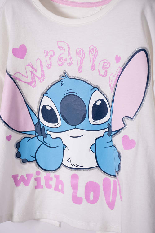 CAMISETA DE STITCH MANGA CORTA BLANCO PARA NIÑA