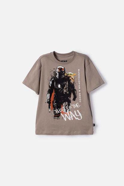 CAMISETA DE MANDALORIAN MANGA CORTA TAUPE PARA NIÑO