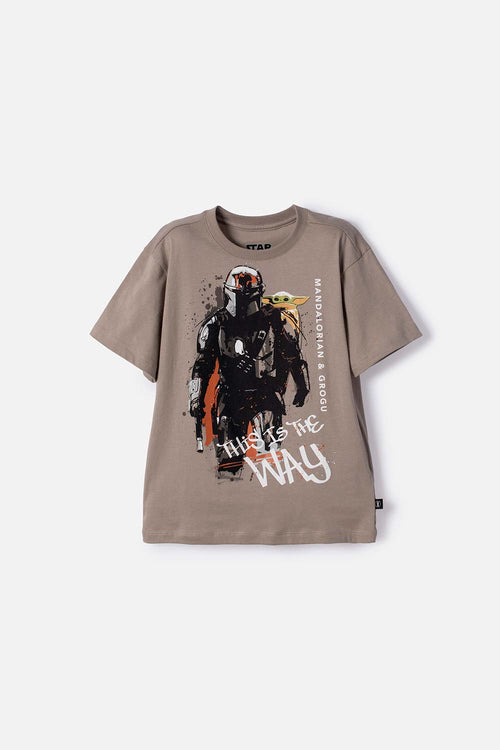 CAMISETA DE MANDALORIAN MANGA CORTA TAUPE PARA NIÑO