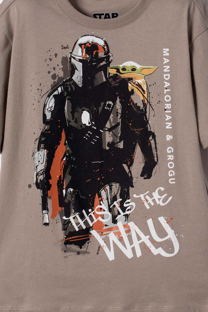 CAMISETA DE MANDALORIAN MANGA CORTA TAUPE PARA NIÑO