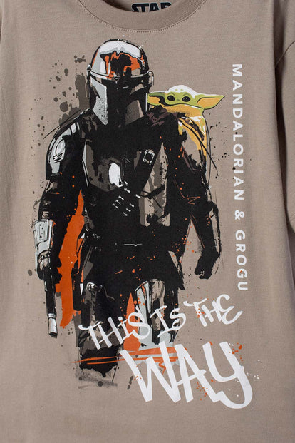 CAMISETA DE MANDALORIAN MANGA CORTA TAUPE PARA NIÑO
