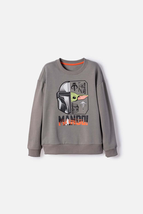 BUZO DE MANDALORIAN CERRADO GRIS PARA NIÑO