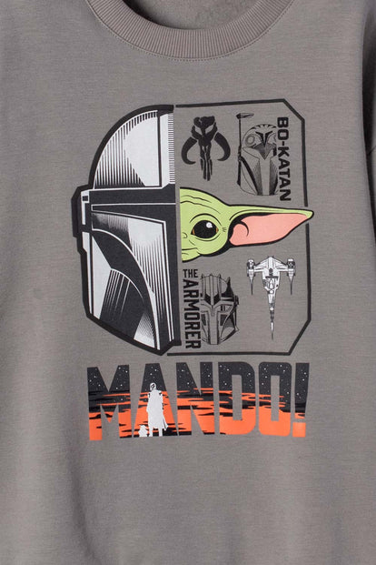 BUZO DE MANDALORIAN CERRADO GRIS PARA NIÑO