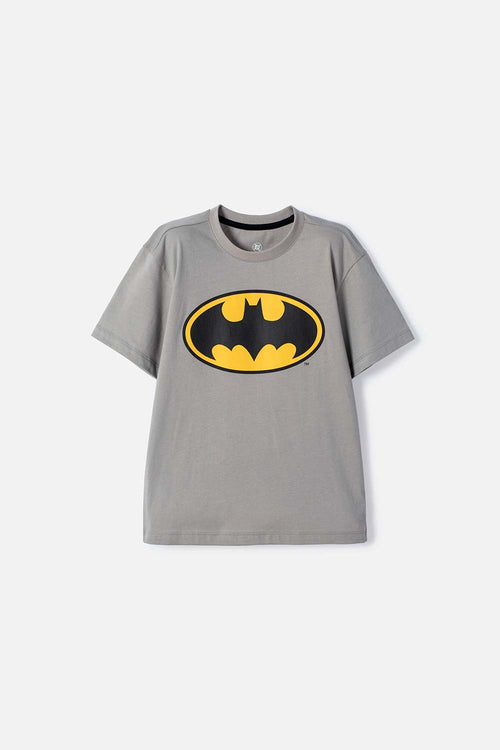 CAMISETA DE BATMAN MANGA CORTA GRIS PARA NIÑO