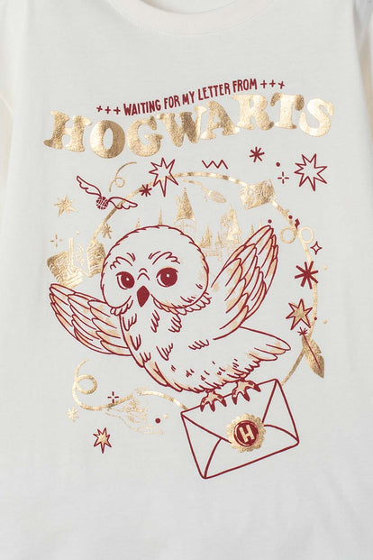 CAMISETA DE HARRY POTTER MANGA LARGA MARFIL PARA NIÑA