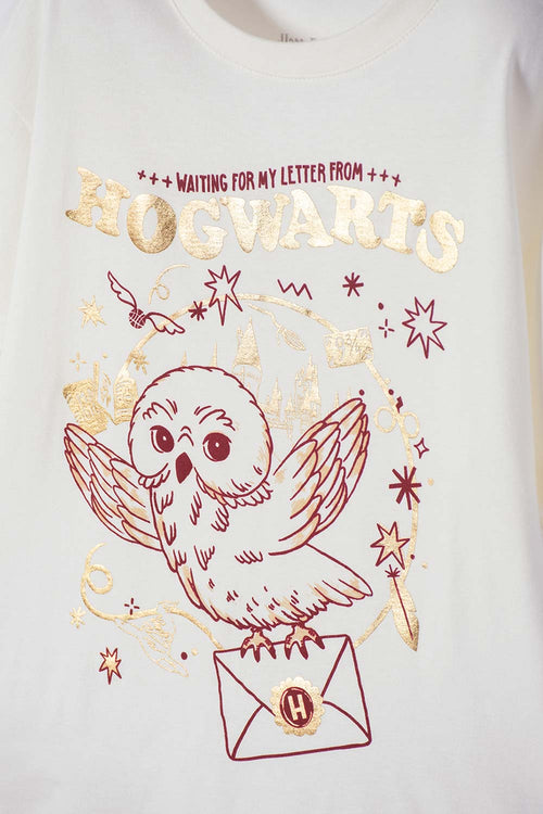 CAMISETA DE HARRY POTTER MANGA LARGA MARFIL PARA NIÑA