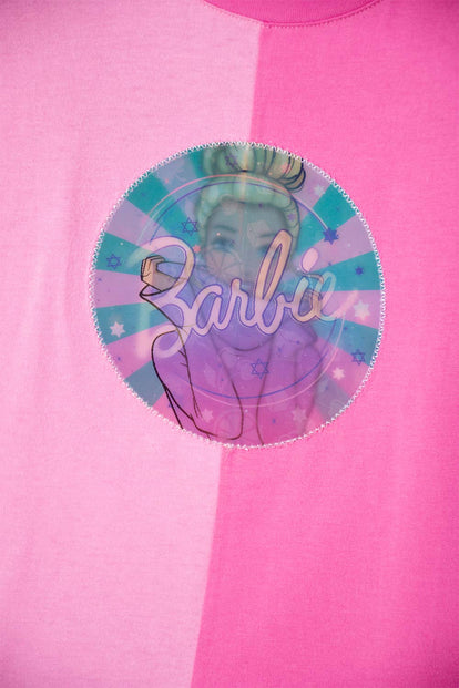 CAMISETA DE BARBIE MANGA CORTA ROSADO PARA NIÑA