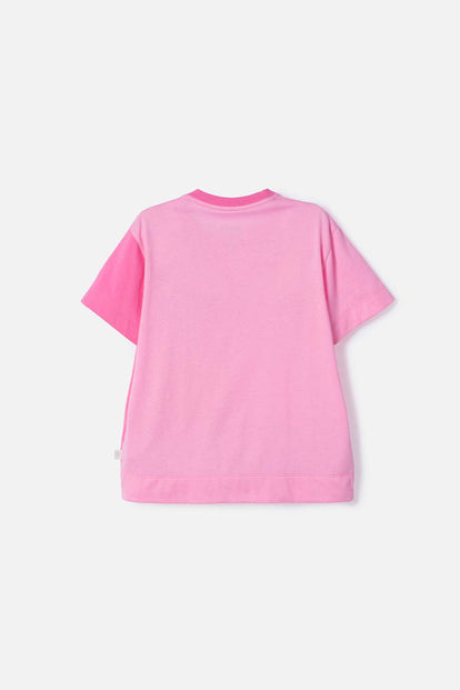CAMISETA DE BARBIE MANGA CORTA ROSADO PARA NIÑA
