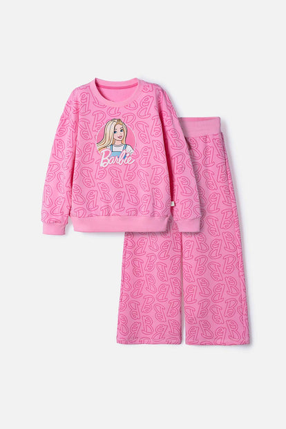 CONJUNTO DE BARBIE CON PANTALÓN LARGO ROSADO PARA NIÑA