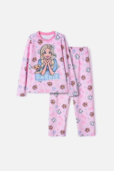 PIJAMA DE BARBIE MANGA LARGA ROSADO PARA NIÑA