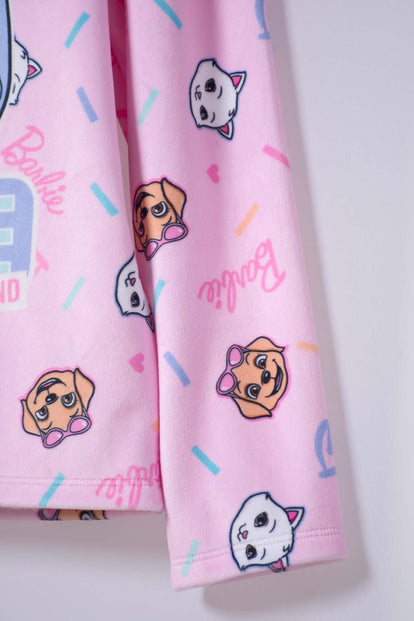 PIJAMA DE BARBIE MANGA LARGA ROSADO PARA NIÑA