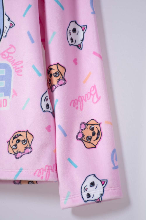 PIJAMA DE BARBIE MANGA LARGA ROSADO PARA NIÑA