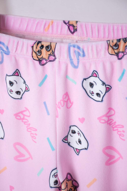 PIJAMA DE BARBIE MANGA LARGA ROSADO PARA NIÑA