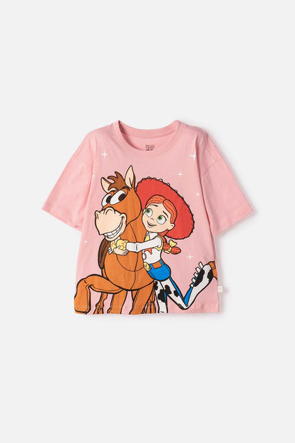 CAMISETA DE TOY STORY MANGA CORTA PALO DE ROSA P'ARA NIÑA