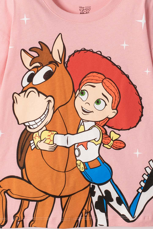 CAMISETA DE TOY STORY MANGA CORTA PALO DE ROSA P'ARA NIÑA