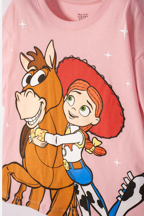 CAMISETA TOY STORY MANGA CORTA PALO DE ROSA PARA NIÑO