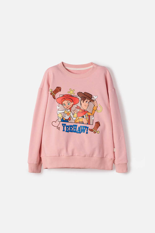 BUZO DE TOY STORY CERRADO PALO DE ROSA PARA NIÑA