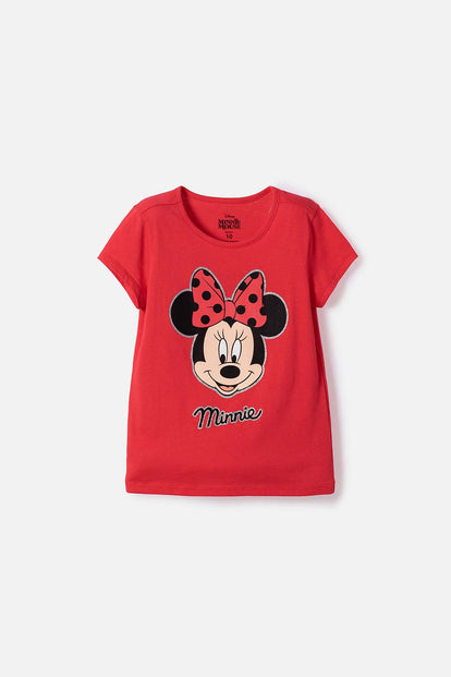 CAMISETA DE MINNIE MOUSE MANGA CORTA ROJO PARA NIÑA