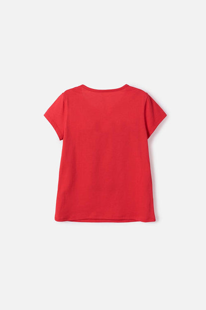 CAMISETA DE MINNIE MOUSE MANGA CORTA ROJO PARA NIÑA
