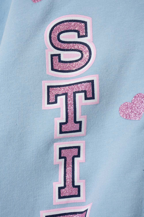 BUZO DE STITCH Y CAPYBARA CON CAPUCHA AZUL PARA NIÑA