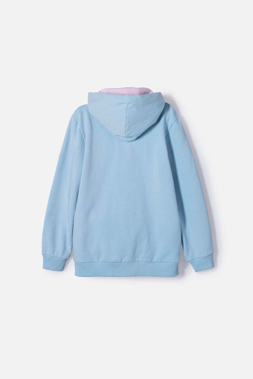 BUZO DE STITCH Y CAPYBARA CON CAPUCHA AZUL PARA NIÑA