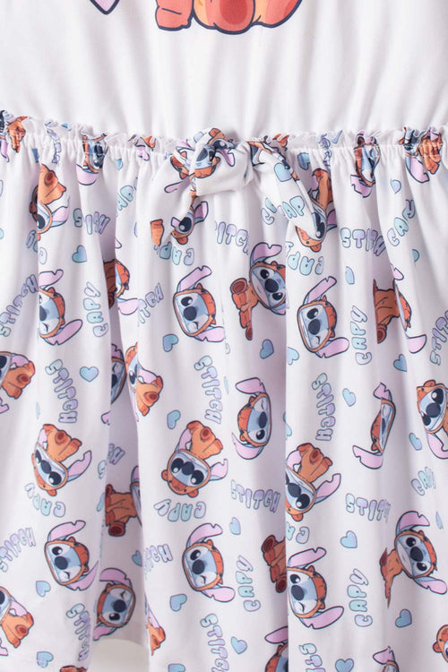 VESTIDO DE STITCH Y CAPYBARA MANGA CORTA MULTICOLOR PARA NIÑA