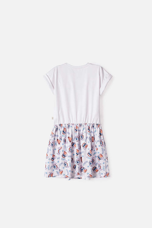 VESTIDO DE STITCH Y CAPYBARA MANGA CORTA MULTICOLOR PARA NIÑA