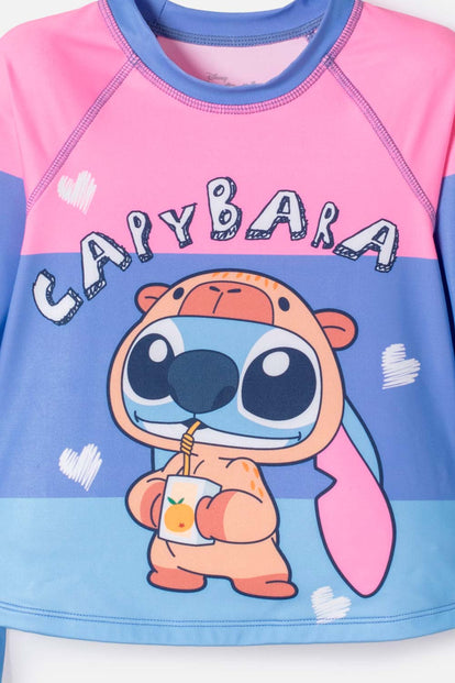 CONJUNTO DE BAÑO DE STITCH MANGA LARGA MULTICOLOR PARA NIÑA