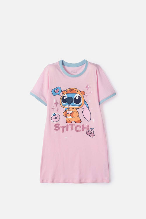 PIJAMA DE STITCH Y CAPYBARA ROSADA PARA NIÑA