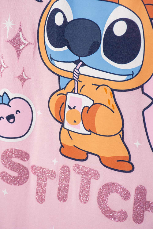 PIJAMA DE STITCH Y CAPYBARA ROSADA PARA NIÑA