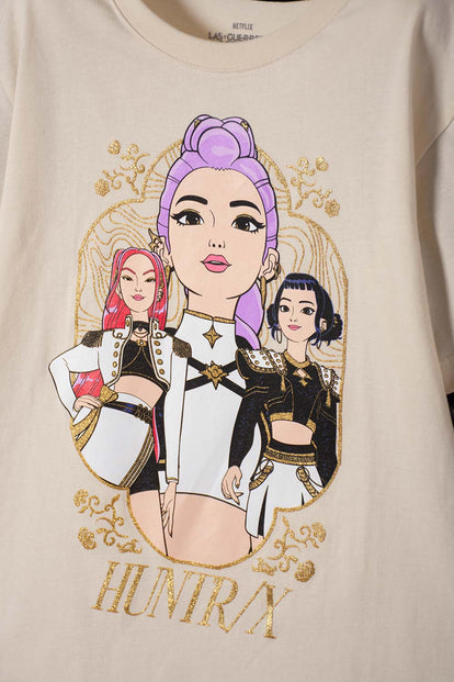 CAMISETA DE K-POP DEMON HUNTER CON MALLA ALMENDRA PARA NIÑA